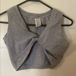 Gray Twist-Front Crop Top